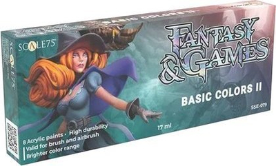 Set bojërash akrilike Scale75 Fantasy &amp; Games Basic Colors II, 8x17ml, shumëngjyrëshe