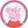 Pjata letre amscan Peppa Pig, 18 cm, set me 8 copë, shumëngjyrëshe