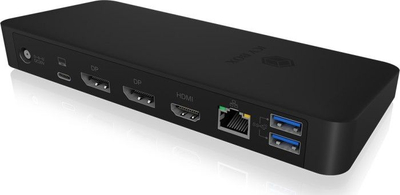 Docking Station ICY BOX IB-DK2405-C, USB-C, 2x DisplayPort HDMI, e zezë