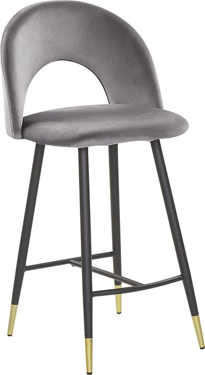 Set karrigesh bar Beliani Falton, kadife, këmbë metalike, gri