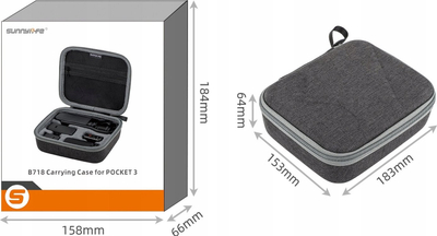 Çantë mbrojtëse Sunnylife për DJI Osmo Pocket 3, hard case për aksesore, e zezë