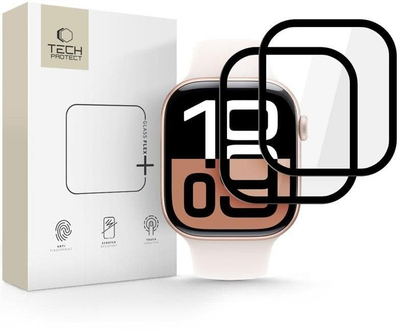 Mbrojtëse ekrani Tech-Protect Glass Flex+ për Apple Watch 10 42mm, xham hibrid, set me 2 copë, e zezë
