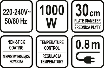 Tigan elektrik LUND T67470, 1000W, i zi