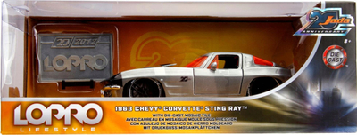 Makina lodër Jada Lopro 1963 Chevy Corvette Sting Ray, die-cast, për koleksionistë, argjendtë