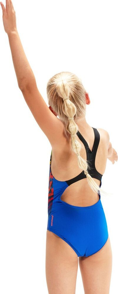 Rrobë banje goca Speedo Medalist, 5-6 vjeç, print shumëngjyrësh, blu