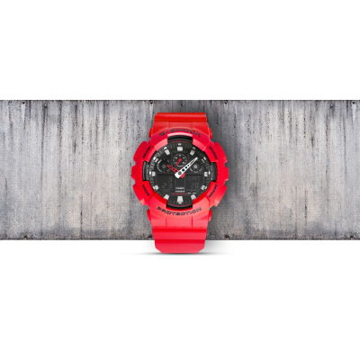 Ora dore Casio G-Shock GA-100B-4AER, kronograf, rezistente ndaj ujit 20 bar, e kuqe