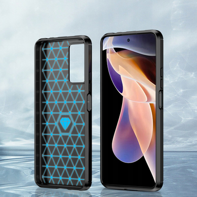 Futrollë fleksibile Hurtel Carbon Case, Xiaomi Redmi Note 11 Pro+ 5G, TPU, e zezë