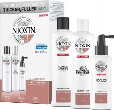 Set trajtimi flokësh Nioxin System 3, 3 pjesë, për flokë të lyer