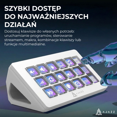Kontroller streaming Ajazz AKP153E, 15 taste LCD, USB Type C, i bardhë