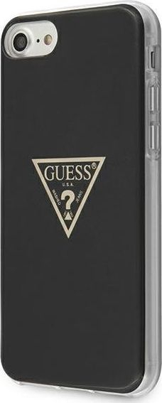 Kapak telefoni Guess Hard Case, për iPhone SE 8 7, logo me ari, i zi
