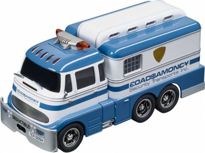 Makina slot Carrera Digital 132 Armored Money Transporter, shkallë 1:32, me drita edhe zëra, blu e bardhë