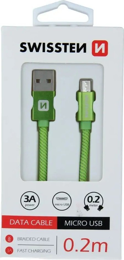 Kabllo për të dhëna Swissten USB A në micro USB, 0.2 m, 3A, tekstil, e kuqe
