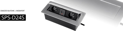 Prizë tavoline Spacetronik ERGOLINE SPS-D24S, 2x 230V, 2x USB, argjendi