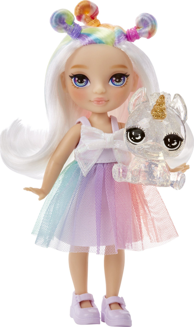 Kукла Rainbow High Littles Opal Raine, 14 cm, со чанта и еденорог