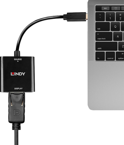 Adapter USB C në DisplayPort Lindy 43269, 4K 60Hz, i zi
