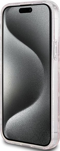 Këllëf telefoni Guess IML GCube MagSafe për iPhone 15 Plus 14 Plus, TPU PC, me magnet MagSafe, rozë