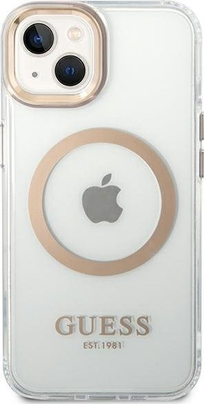 Mbulesë telefoni Guess GUHMP14MHTRMD, iPhone 14 Plus 6.7", MagSafe, ngjyrë ari