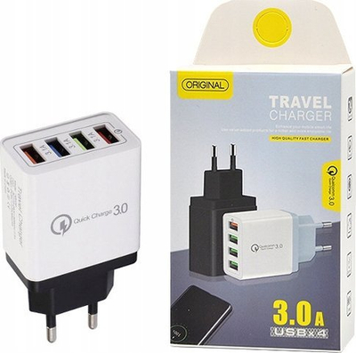 Karikues muri Vega 3A Quick Charge 3.0, 4xUSB, 3.1A, i bardhë