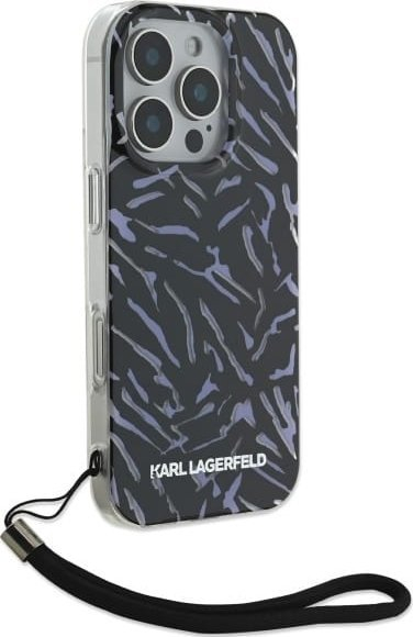 Kapak telefoni Karl Lagerfeld KLHCP16LHZBPKCCU, për iPhone 16 Pro 6.3", me rrip, zebër vjollcë
