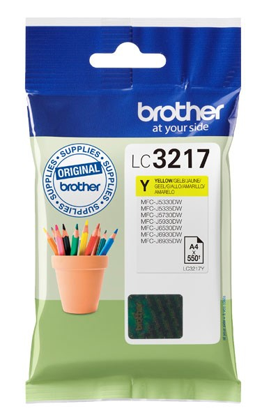 Kasetë boje Brother LC3217Y, origjinale, kapacitet standard, e verdhë