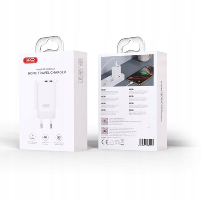 Karikues muri XO CE34, 2x USB 2.4A 12W, me kabllo MicroUSB, i bardhë