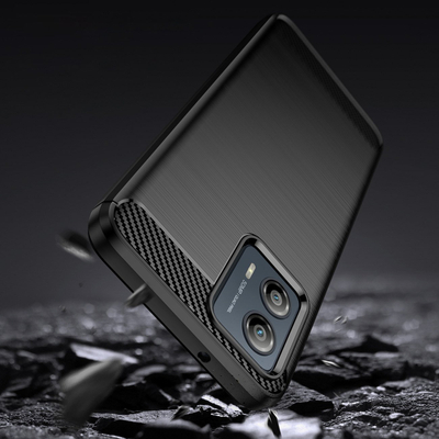 Kapak telefoni Hurtel për Motorola Moto G53, silikoni, karbon, i zi