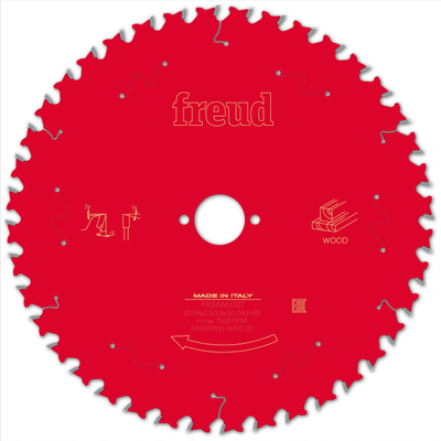 Disk sharre për dru Freud F03FS09779, 254mm, 40 dhëmbë, gri
