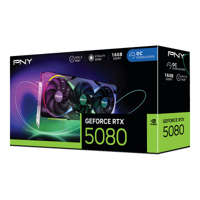 Графичка картичка PNY GeForce RTX 5080 EPIC X, 16GB GDDR7, PCIe 5.0, црна
