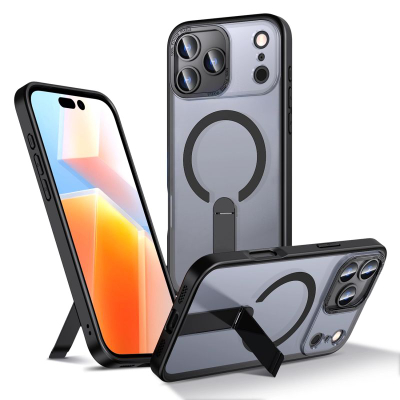 Futrollë telefoni Hurtel Hybrid Armor X për iPhone 17 Pro, MagSafe, me stand, e zezë