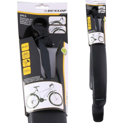 Set mbrojtëse balte biçiklete Dunlop MTB, 24"-26", plastikë, i zi