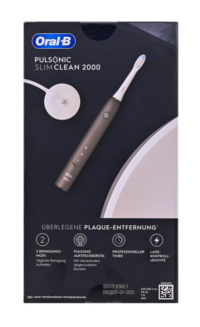 Furçë dhëmbësh elektrike Oral-B Pulsonic Slim Clean 2000, sonike, rikarikueshme, e zezë
