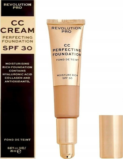 Krem CC për fytyrë Makeup Revolution Pro Perfecting F10, SPF 30, 26 ml
