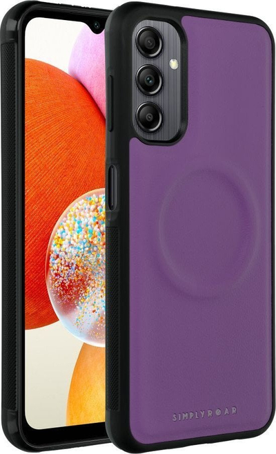 Kapak telefoni Roar Mag Morning për Samsung Galaxy A14, lëkurë eko, shkon me karikim wireless, vjollcë