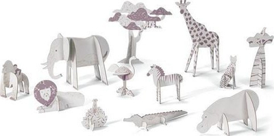 Set kreativ Djeco Color Assemble Play Savanna, modele 3D kartoni, për ngjyrosje, multingjyrësh