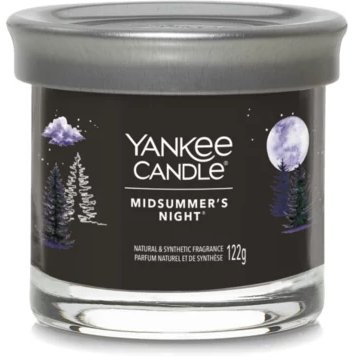 Qiri Yankee Candle Midsummer's Night Small Tumbler, 30 orë djegie, ene xhami me kapak metalik