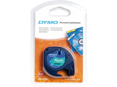 Shirit etiketash Dymo LetraTag S0721640, 12mm, 4m, sfond i gjelbër