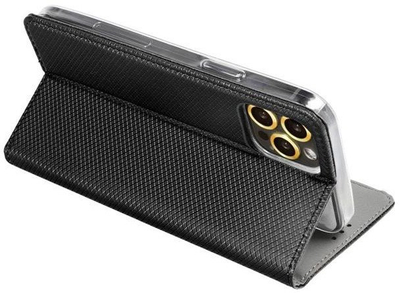 Футрола Smart Case Book за iPhone 16e SE 4 2025, со магнет, со џеб за картички, црна