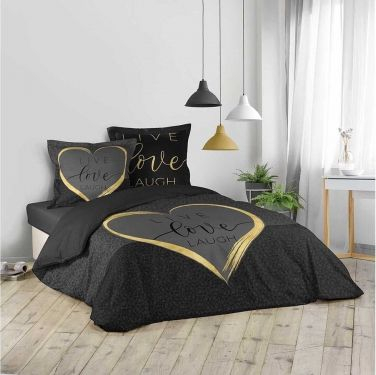 Komplet shtrati Douceur d’Interieur CRAZY LOVE, 200x200 cm, pambuk, i zi