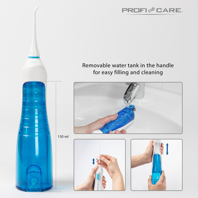 Irigator oral ProfiCare PC-MD 3026A, portativ, 0.15 L, i bardhë me blu