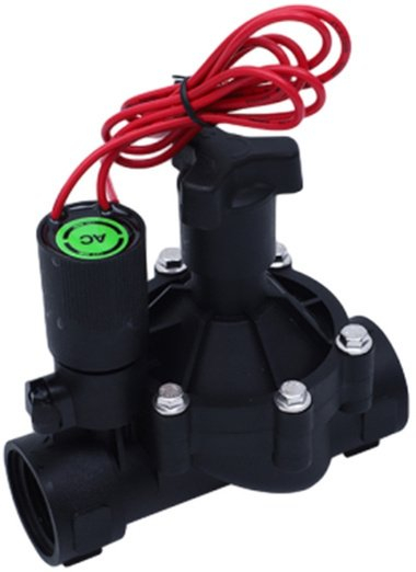 Valvul solenoide ujitjeje RainPoint DC1, për sisteme kopshti, plastike, e zezë