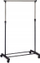 Rrafi për pallto COMFY PLACE, me rrota, 80 x 43 cm, lartësi e rregullueshme 90 160 cm, i zi