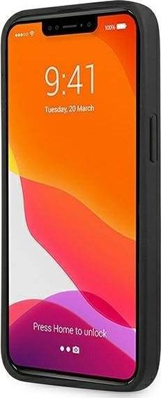 Kapak telefoni AMG Debossed Lines për iPhone 13 Pro Max, 6.7\", lëkurë, i zi