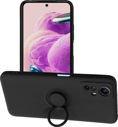 Mbulesë telefoni Forcell Silicone Ring për Xiaomi Redmi Note 12S, silikon, me unazë mbajtëse, e zezë