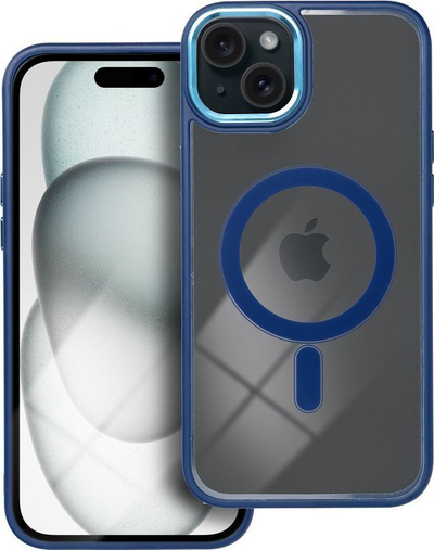 Mbulesë telefoni Color Edge për iPhone 15 Plus, transparente, MagSafe, blu