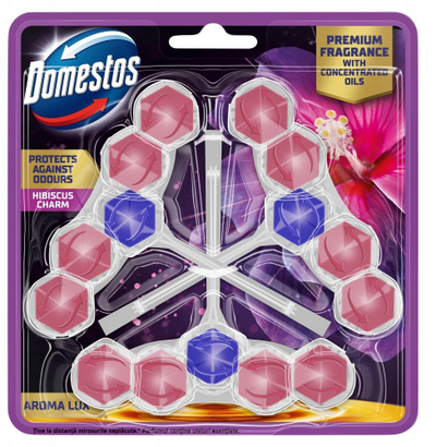Bllok WC Domestos Aroma Lux Hibiscus Charm, 3x50g, me erë hibiskusi