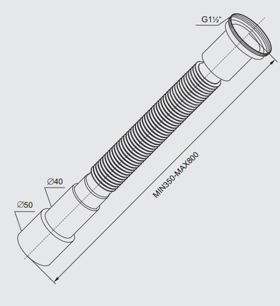 Rawiplast Универзален Сифонски Конектор 6/4 x 40/50, 350-800 мм