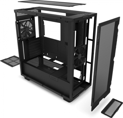 Куќиште за компјутер NZXT H7 Flow, USB-C, co прозорец, црна