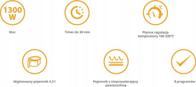 Fritezë me ajër të nxehtë ETA Vista 0168 90000, 4.3L, 1300W, e zezë