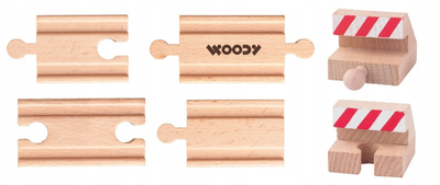 Aksesorë për hekurudhë druri Woody Connecting Rails, set me 6 copë, ngjyrë natyrale