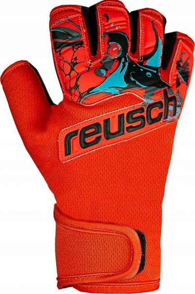 Doreza futsali Reusch Grip Gloves M 53 70 320 3333, Evolution Negative Cut, mbyllje te kyçi, të kuqe e të zeza